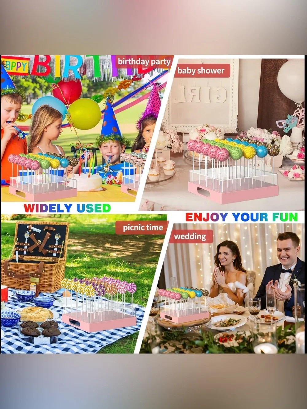 NWT 25 Slot Cake Pop Stand w/ Sticks Bags Ties 7.5